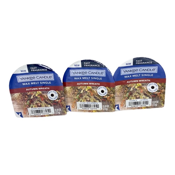 Yankee Candle AUTUMN WREATH Set of 3 Single Wax Melt - Picture 1 of 1